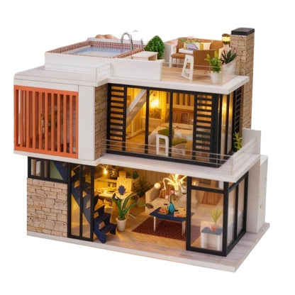 Two-story Vacation Villa | DIY Miniature House Kit 3D Wooden Model DIY Gift Puzzle