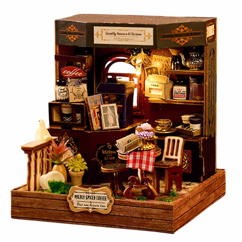 Mini Coffee Shop | DIY Miniature House Kit 3D Wooden Model DIY Gift Puzzle