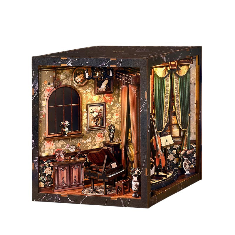 Four Sides European Melody Musical Instrument Box | DIY Book Nook Miniature House Kit 3D Wooden Model DIY Gift Puzzle