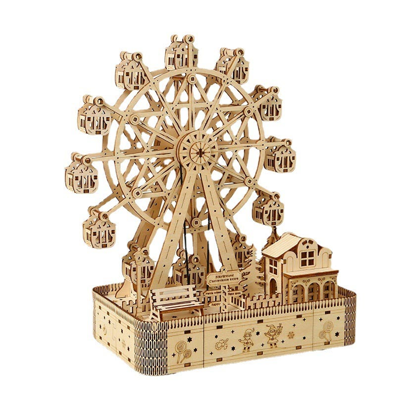 Mechanical Musical Ferris Wheel | DIY Miniature House Kit 3D Wooden Model DIY Gift Puzzle