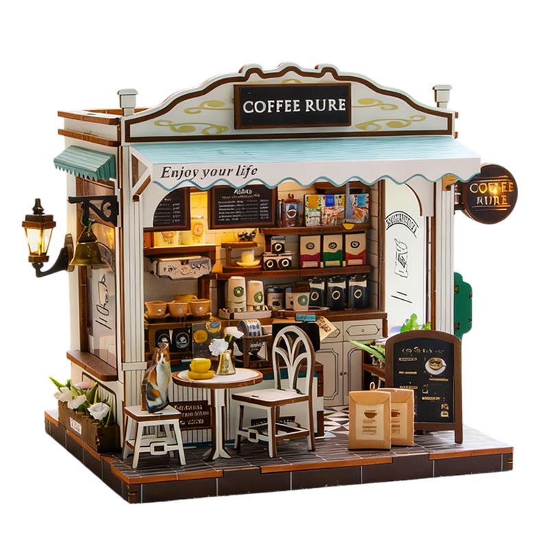 Coffee Rure | DIY Book Nook Miniature House Kit 3D Wooden Model DIY Gift Puzzle