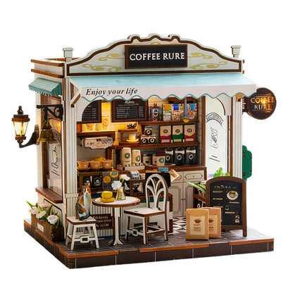 Coffee Rure | DIY Book Nook Miniature House Kit 3D Wooden Model DIY Gift Puzzle