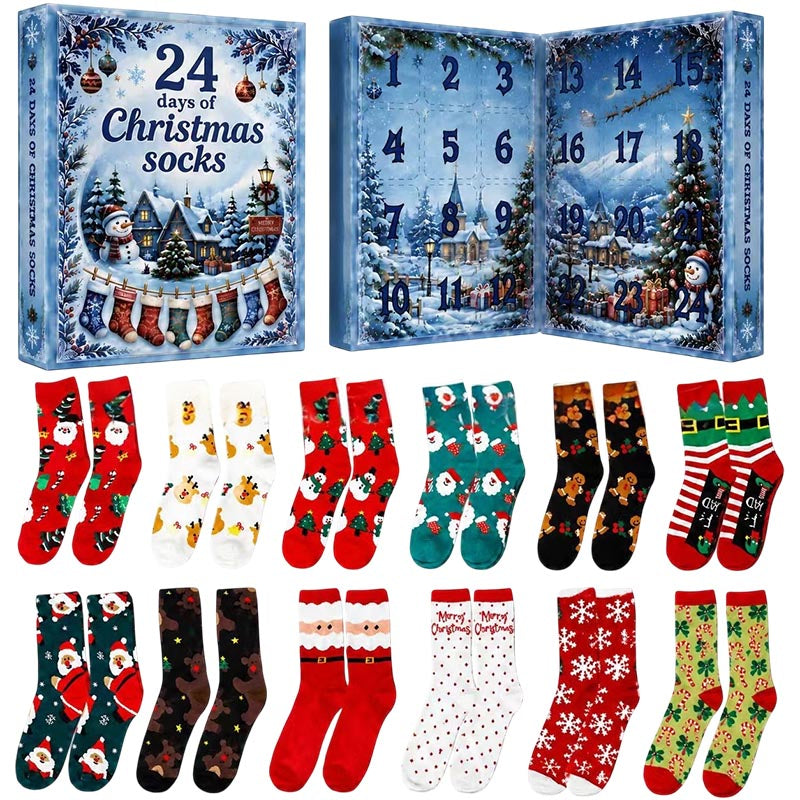 [Christmas 2026] Christmas Advent Calendar Blind Box Christmas Socks 12 Pairs