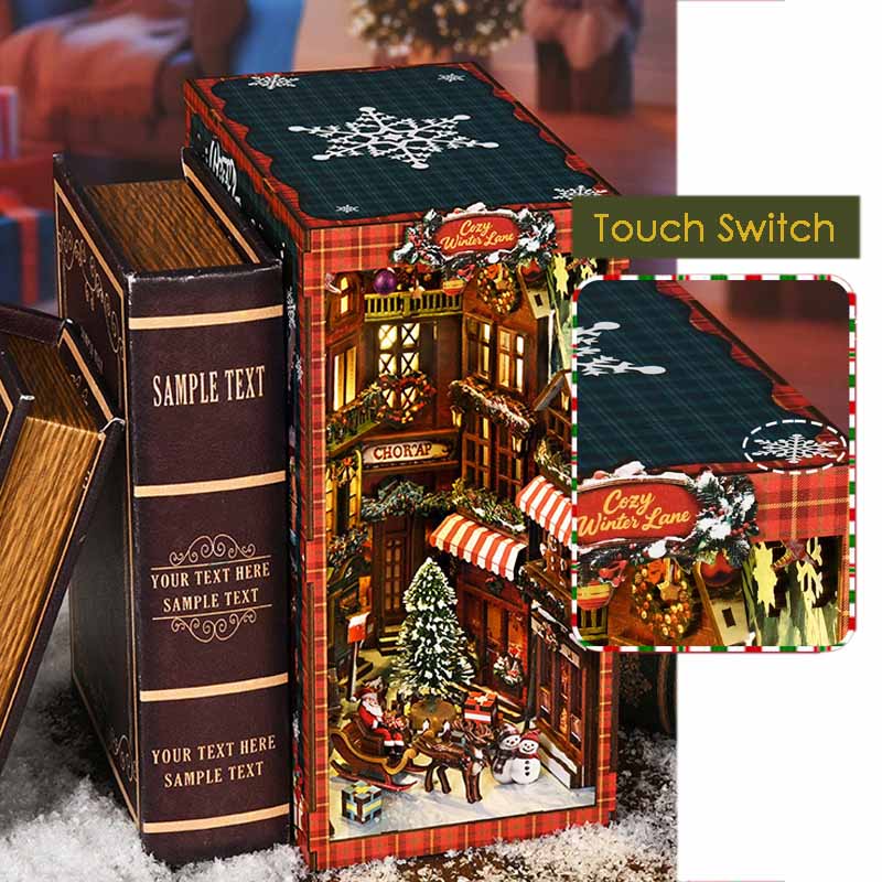 Christmas Street Corner | DIY Book Nook Miniature House Kit 3D Wooden Model DIY Gift Puzzle