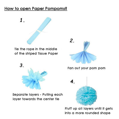 Paper Pom Poms 6"/8"/10"/12"  (Choose Your Own)