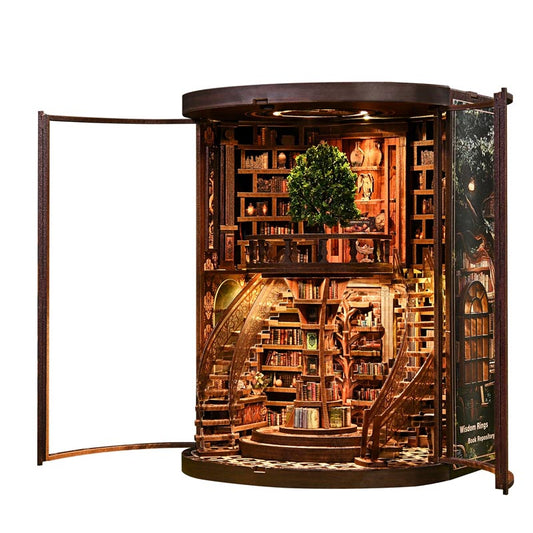 Wisdom Rings Bookstore | DIY Book Nook Miniature House Kit 3D Wooden Model DIY Gift Puzzle