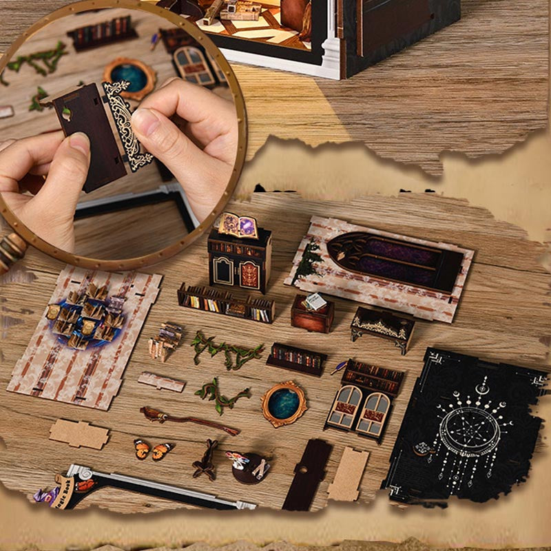 Realm of the Magic Book | DIY Book Nook Miniature House Kit 3D Wooden Model DIY Gift Puzzle