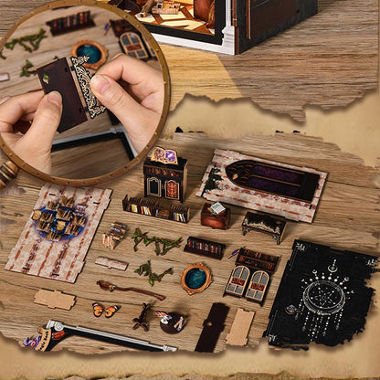 Realm of the Magic Book | DIY Book Nook Miniature House Kit 3D Wooden Model DIY Gift Puzzle