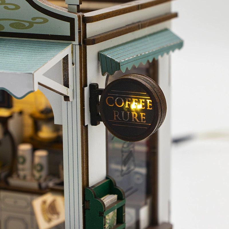 Coffee Rure | DIY Book Nook Miniature House Kit 3D Wooden Model DIY Gift Puzzle