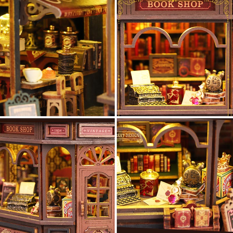 Coffee Bookstore | DIY  Miniature House Kit 3D Wooden Model DIY Gift Puzzle