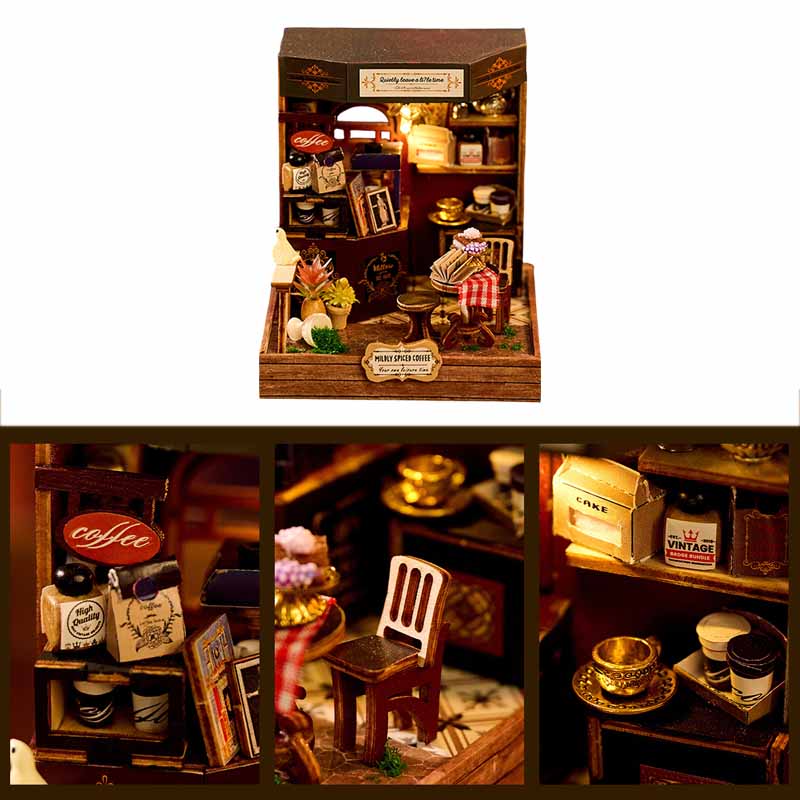 Mini Coffee Shop | DIY Miniature House Kit 3D Wooden Model DIY Gift Puzzle
