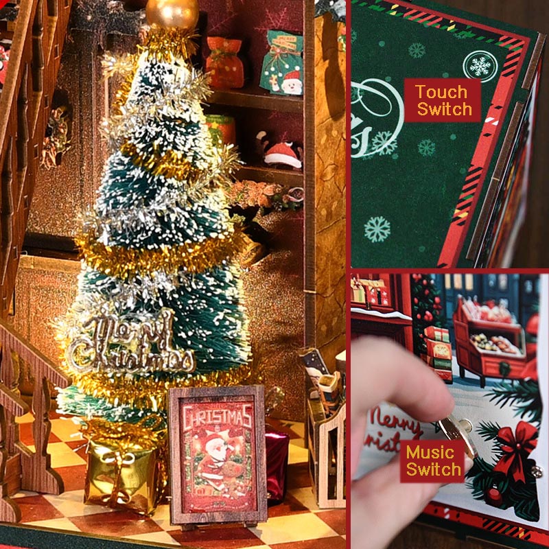 Christmas Musical Shop | DIY Book Nook Miniature House Kit 3D Wooden Model DIY Gift Puzzle