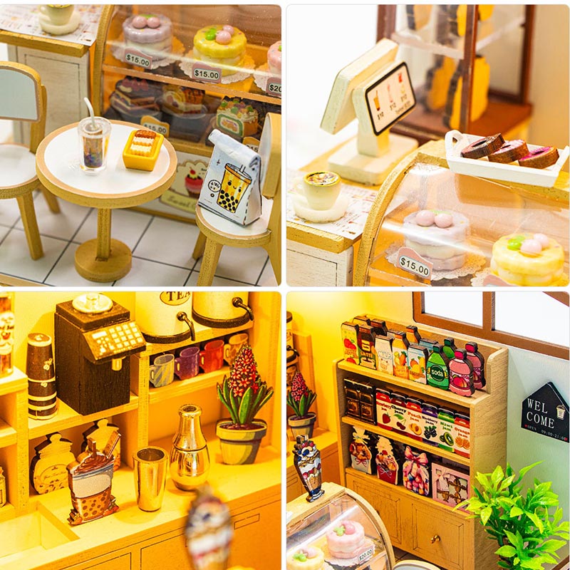 Bubble Tea Shop | DIY Book Nook Miniature House Kit 3D Wooden Model DIY Gift Puzzle