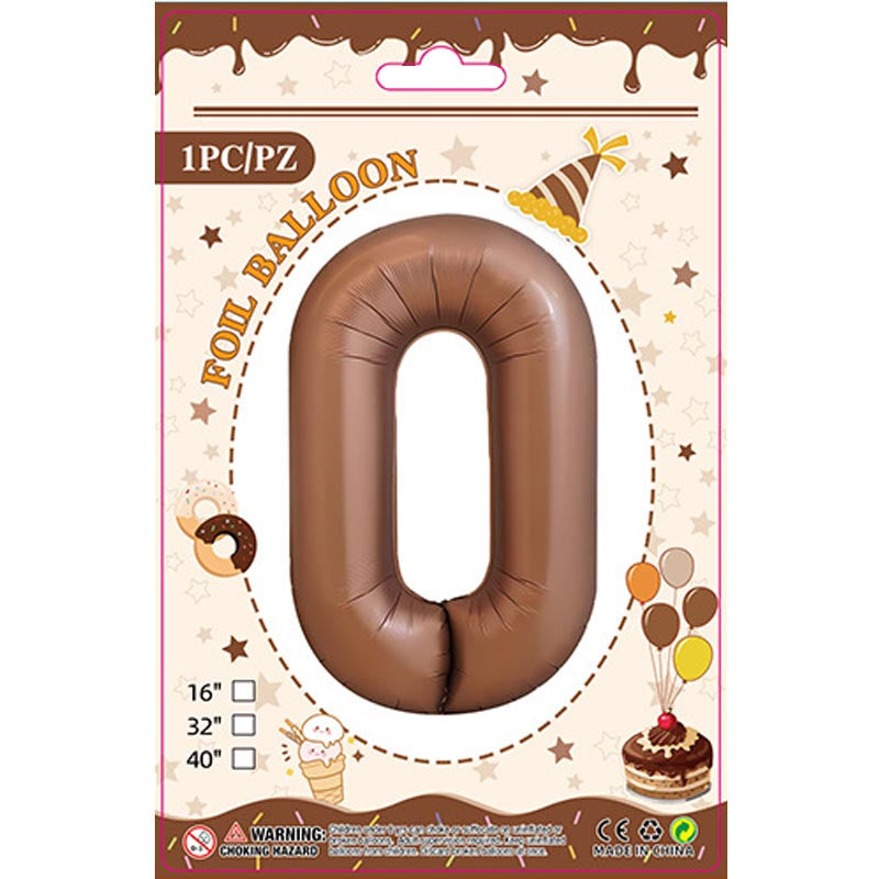 32 inch aluminum foil brown number balloon 0-9 for birthday, decoration, graduation, anniversary, new year or brown theme party or any other parties. Party supplies for kids, boys, girls, man and woman.