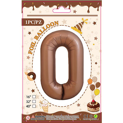 32 inch aluminum foil brown number balloon 0-9 for birthday, decoration, graduation, anniversary, new year or brown theme party or any other parties. Party supplies for kids, boys, girls, man and woman.