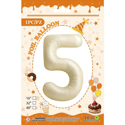 32 inch aluminum foil cream colour number balloon 0-9 for birthday, decoration, graduation, anniversary, new year or cream colour theme party or any other parties. Party supplies for kids, boys, girls, man and woman.