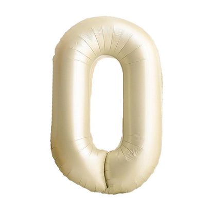 32 Inch Foil Number Balloons 0~9 - CREAM Color︱Big Giant Balloon for 1st Birthday Anniversary Celebration Party