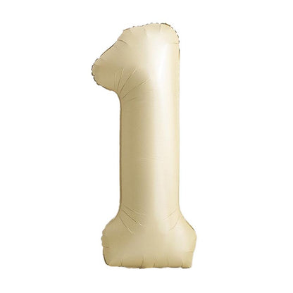 32 Inch Foil Number Balloons 0~9 - CREAM Color︱Big Giant Balloon for 1st Birthday Anniversary Celebration Party