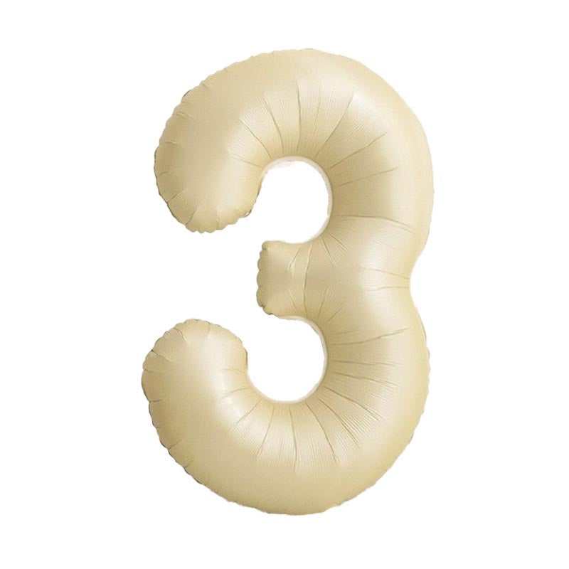 32 Inch Foil Number Balloons 0~9 - CREAM Color︱Big Giant Balloon for 1st Birthday Anniversary Celebration Party