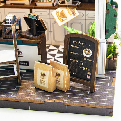 Coffee Rure | DIY Book Nook Miniature House Kit 3D Wooden Model DIY Gift Puzzle