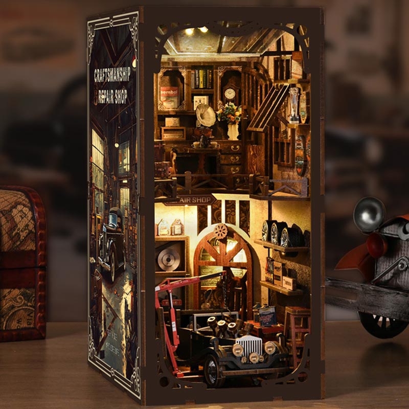 Craftsmanship Repair Shop Vehicle Repair | DIY Book Nook Miniature House Kit 3D Wooden Model DIY Gift Puzzle