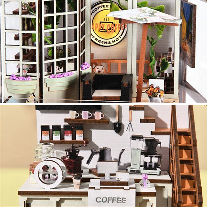 Coffee Garden | DIY Book Nook Miniature House Kit 3D Wooden Model DIY Gift Puzzle