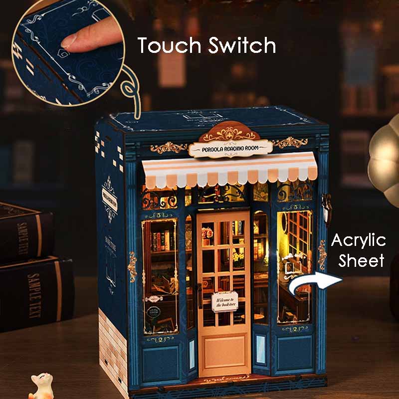 Pergola Book Store Reading Room | DIY Book Nook Miniature House Kit 3D Wooden Model DIY Gift Puzzle