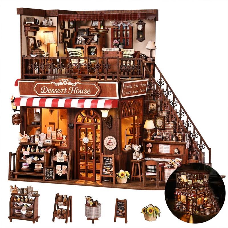 Corner Dessert House | DIY Book Nook Miniature House Kit 3D Wooden Model DIY Gift Puzzle