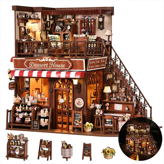 Corner Dessert House | DIY Book Nook Miniature House Kit 3D Wooden Model DIY Gift Puzzle