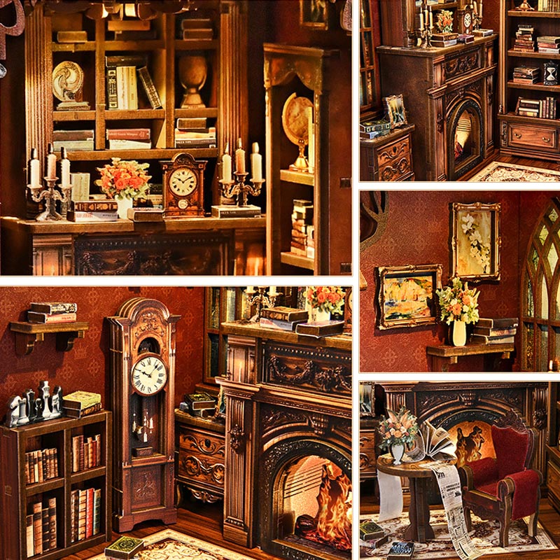 Twilight Library | DIY Book Nook Miniature House Kit 3D Wooden Model DIY Gift Puzzle