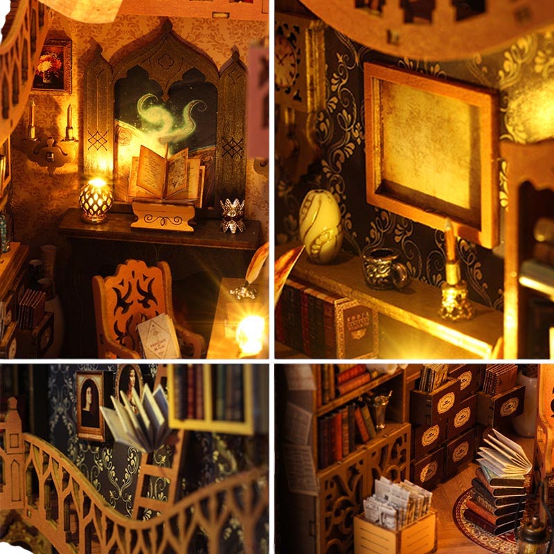 Magic Library | DIY Book Nook Miniature House Kit 3D Wooden Model DIY Gift Puzzle
