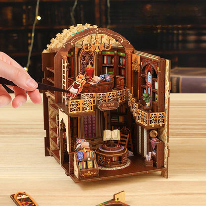 Worldwide Bookstore | DIY Book Nook Miniature House Kit 3D Wooden Model DIY Gift Puzzle