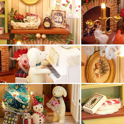 Cozy Sitting Room with Christmas Decorations | DIY Miniature House Kit 3D Wooden Model DIY Gift Puzzle