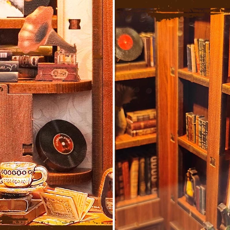 Vintage Vinyl Coffee Shop | DIY Book Nook Miniature House Kit 3D Wooden Model DIY Gift Puzzle