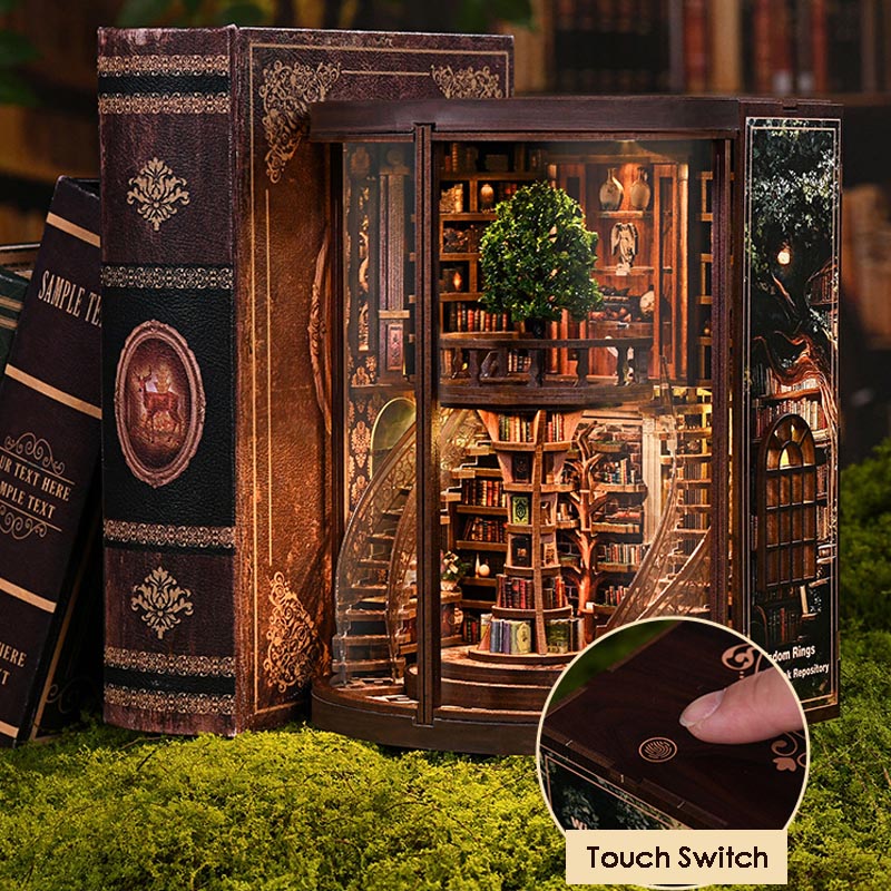Wisdom Rings Bookstore | DIY Book Nook Miniature House Kit 3D Wooden Model DIY Gift Puzzle