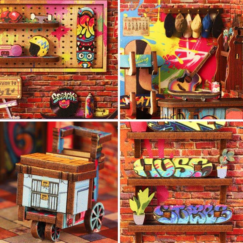 Skate Competition Skate Zone | DIY Book Nook Miniature House Kit 3D Wooden Model DIY Gift Puzzle