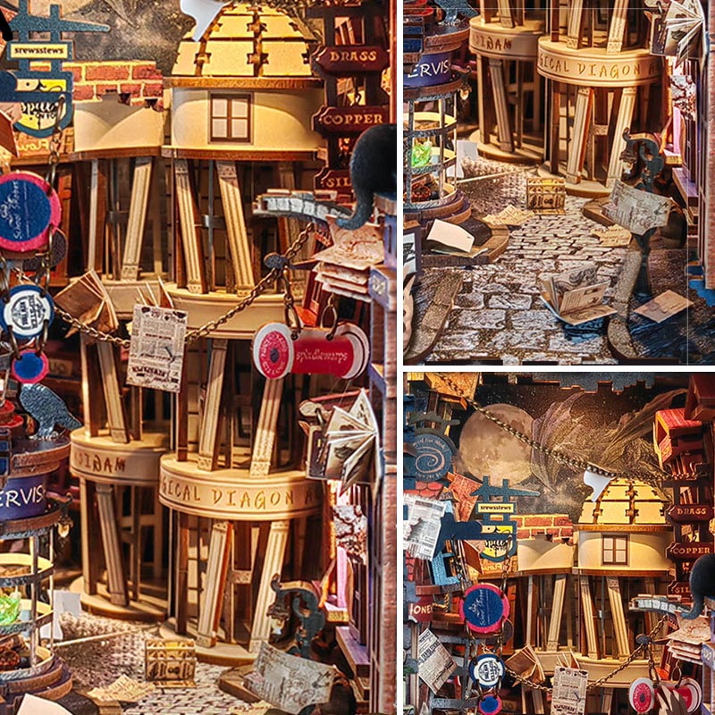 Magic Night Alley | DIY Book Nook Miniature House Kit 3D Wooden Model DIY Gift Puzzle