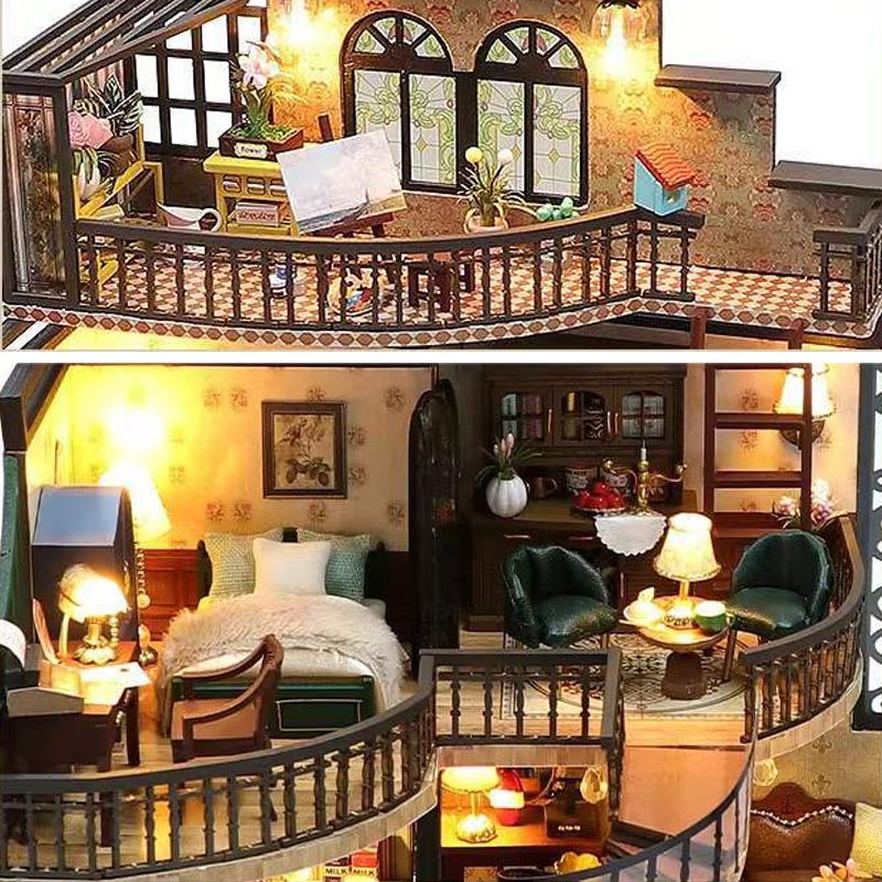 Three-story House | DIY Miniature House Kit 3D Wooden Model DIY Gift Puzzle