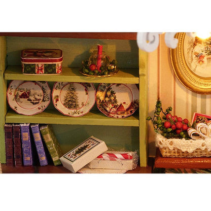 Cozy Sitting Room with Christmas Decorations | DIY Miniature House Kit 3D Wooden Model DIY Gift Puzzle