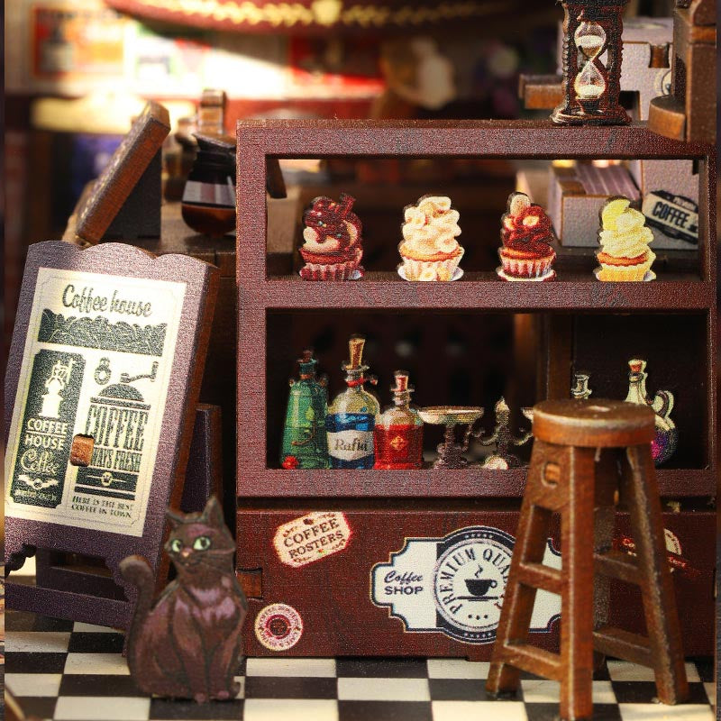 Magic Coffee Shop | DIY Book Nook Miniature House Kit 3D Wooden Model DIY Gift Puzzle