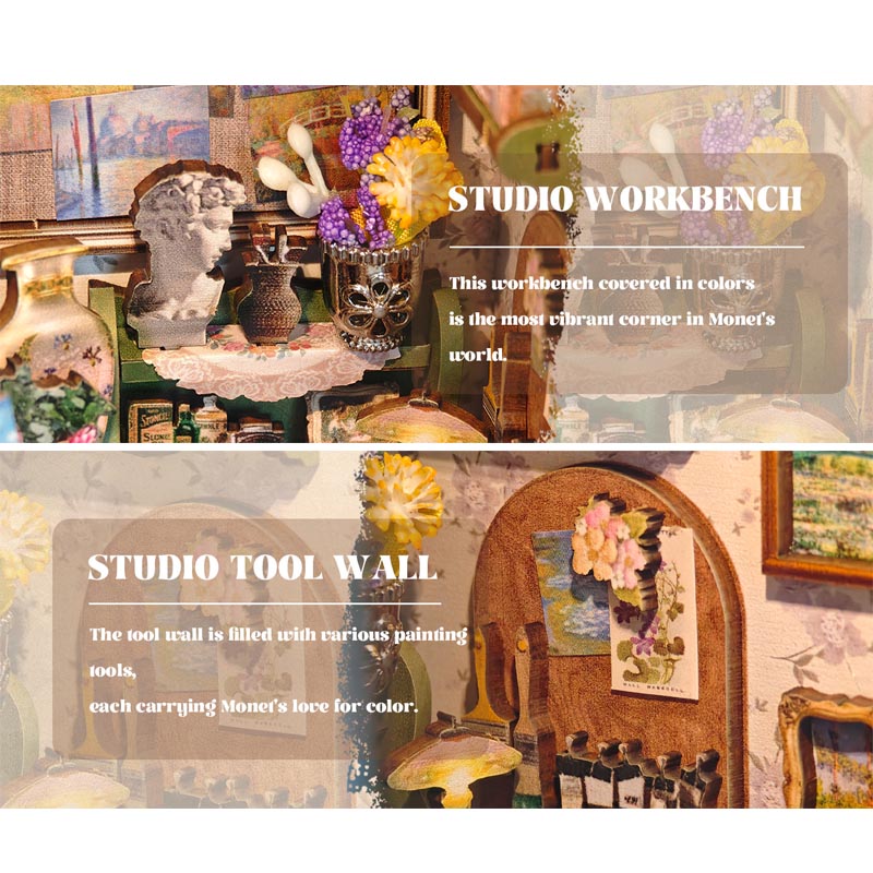 Monet's Impression | DIY Book Nook Miniature House Kit 3D Wooden Model DIY Gift Puzzle