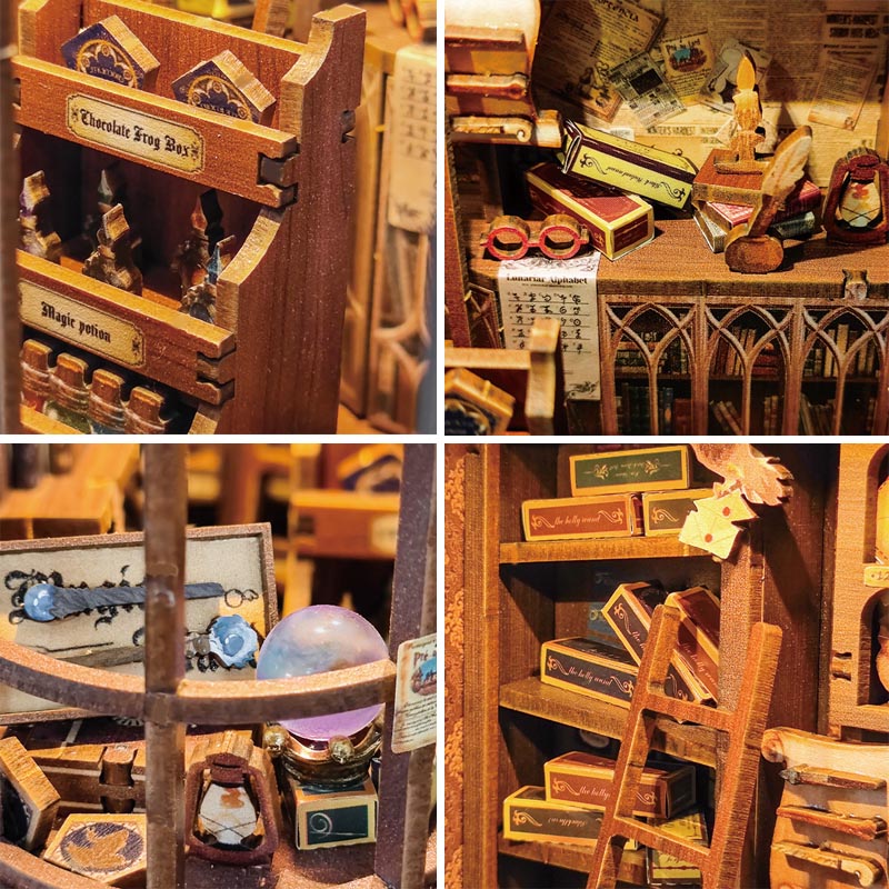 Bookshelf Companion | DIY Book Nook Miniature House Kit 3D Wooden Model DIY Gift Puzzle
