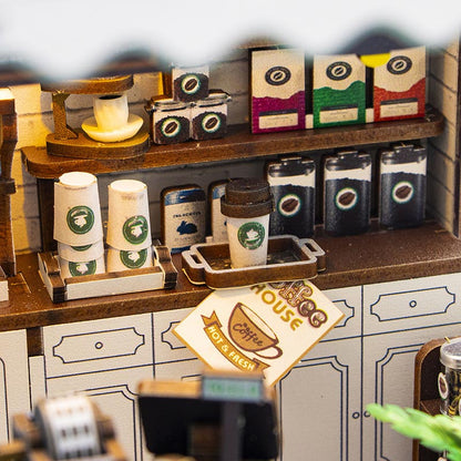 Coffee Rure | DIY Book Nook Miniature House Kit 3D Wooden Model DIY Gift Puzzle