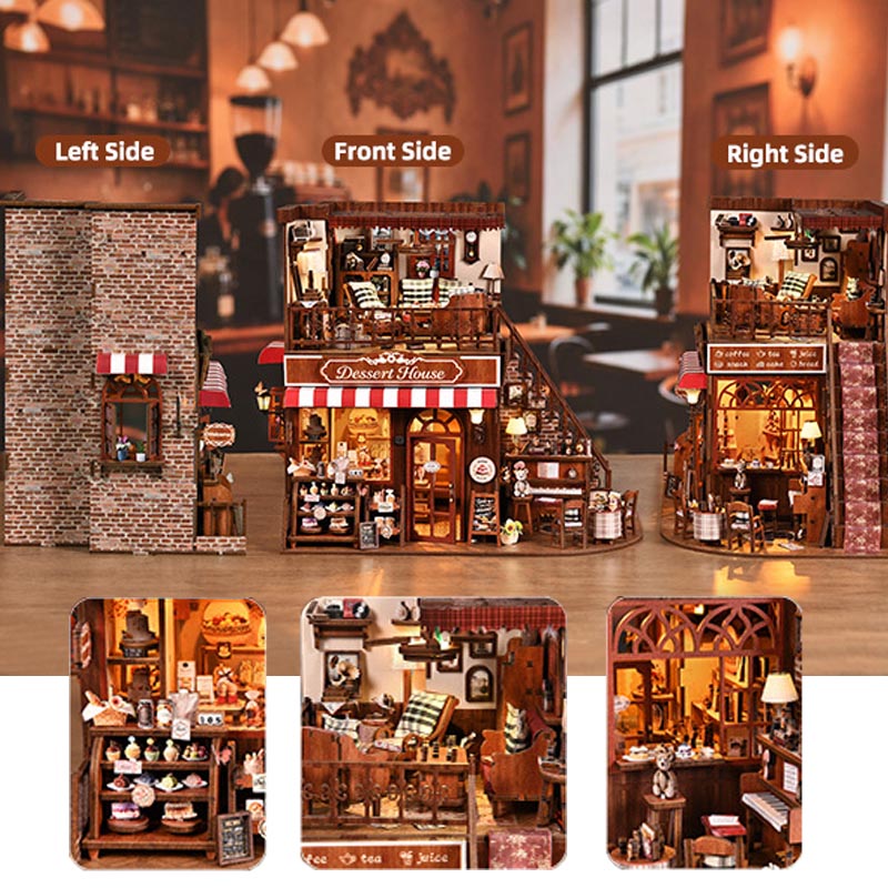 Corner Dessert House | DIY Book Nook Miniature House Kit 3D Wooden Model DIY Gift Puzzle