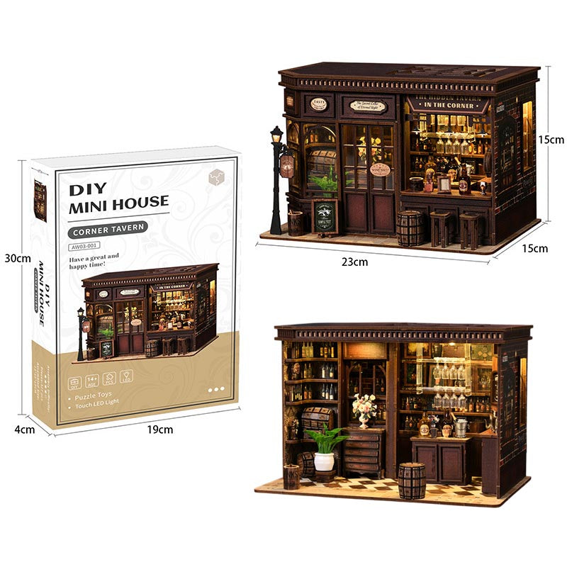 Corner Tavern | DIY Miniature House Kit 3D Wooden Model DIY Gift Puzzle