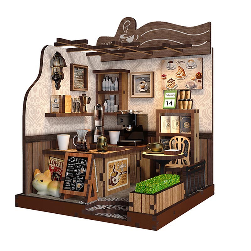 Coffee Shop Cafe | DIY Miniature House Kit 3D Wooden Model DIY Gift Puzzle