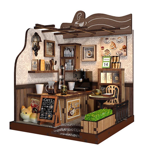 Coffee Shop Cafe | DIY Miniature House Kit 3D Wooden Model DIY Gift Puzzle