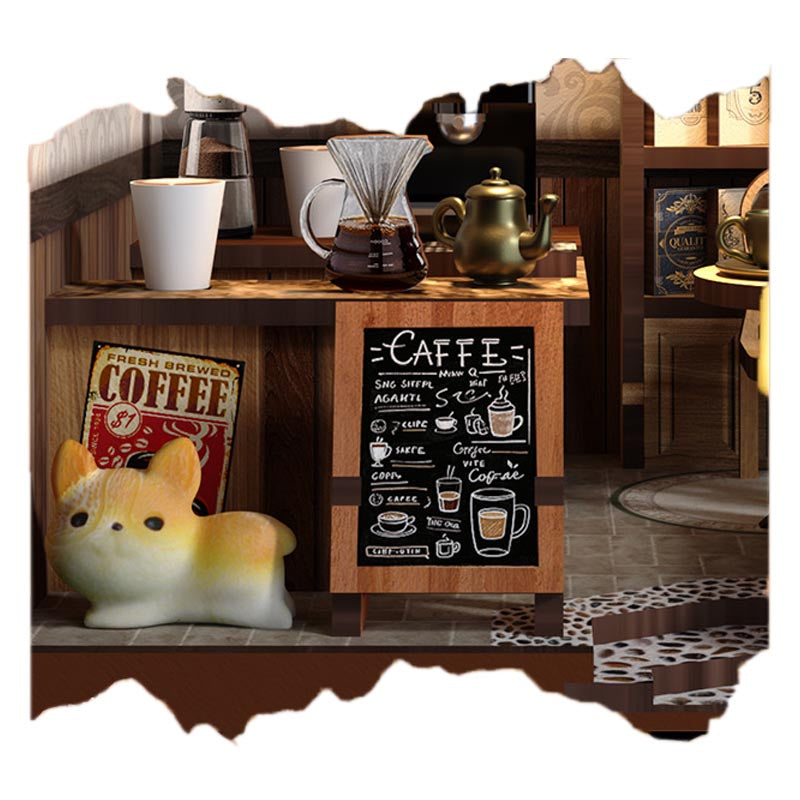Coffee Shop Cafe | DIY Miniature House Kit 3D Wooden Model DIY Gift Puzzle