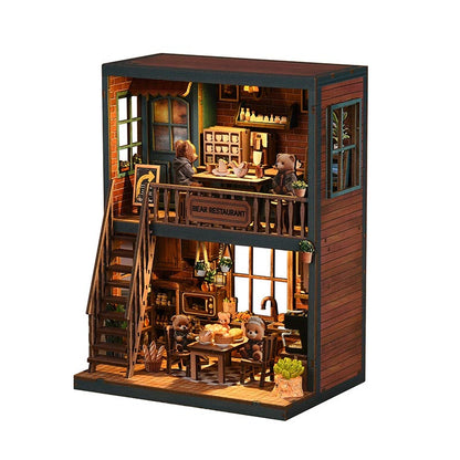 Bear Bakery Cafe Restaurant | DIY Miniature House Kit 3D Wooden Model DIY Gift Puzzle