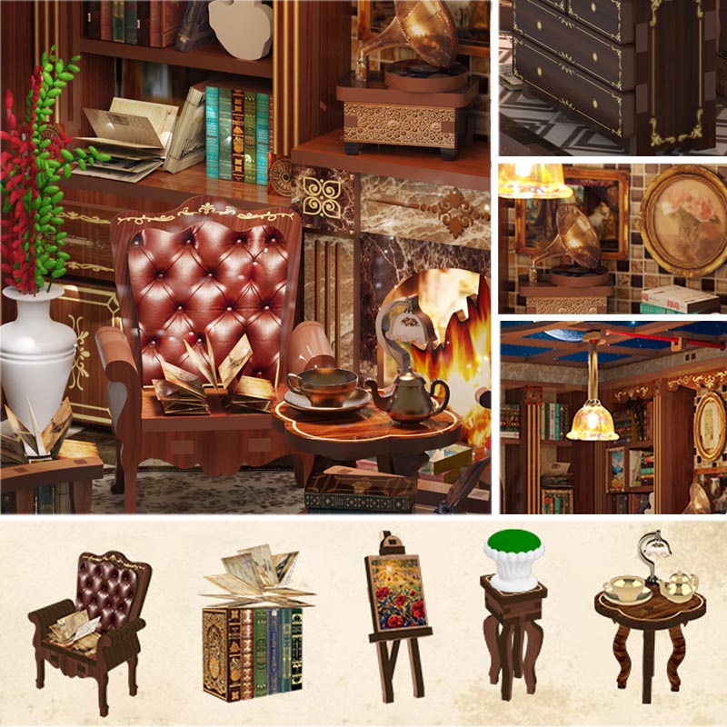 Classic Study Room | DIY Miniature House Kit 3D Wooden Model DIY Gift Puzzle